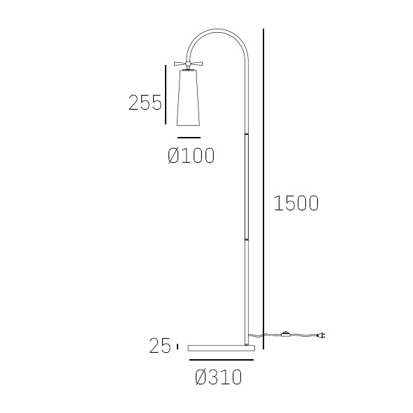 Lampa stojąca podłogowa Bow F01152BR Cosmolight do biura mosiądz