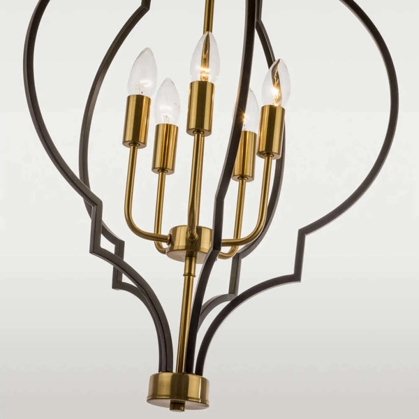 Industrialna LAMPA wisząca NASHVILLE P05186BK Cosmolight świecznikowy zwis na łańcuchu czarny złoty