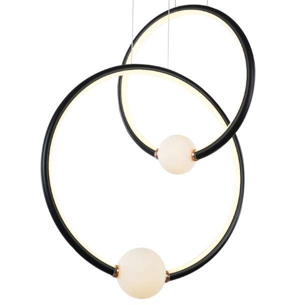 LAMPA wisząca LOZANNA PND-20112035-2B-BL Italux metalowa OPRAWA zwis LED 44,8W 3000K pierścienie rings kule balls czarne
