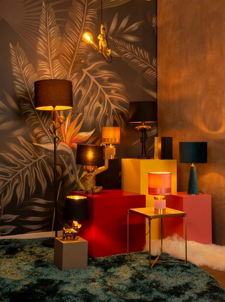 Orientalna LAMPKA stojąca EXTRAVAGANZA COCONUT 10505/81/30 Lucide dekoracyjna LAMPA biurkowa abażurowa małpki czarne