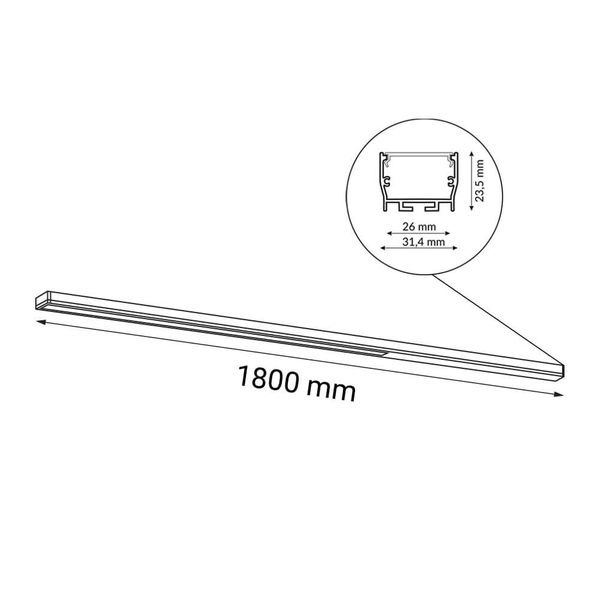 Natynkowa lampa liniowa Hiate 1819 Shilo LED 30W 4000K pręt podłużna biała