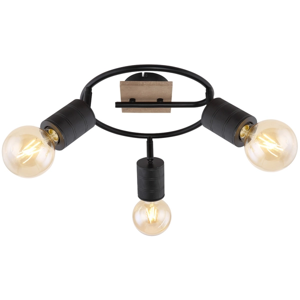 Regulowana LAMPA sufitowa JOSELLA 54033-3 Globo metalowa OPRAWA reflektorki czarne drewno