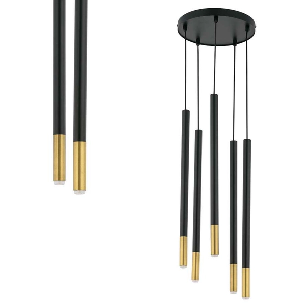 Wisząca LAMPA modernistyczna SOPEL DUE 33237 Sigma metalowa OPRAWA kaskada ZWIS tuby sople czarne złote