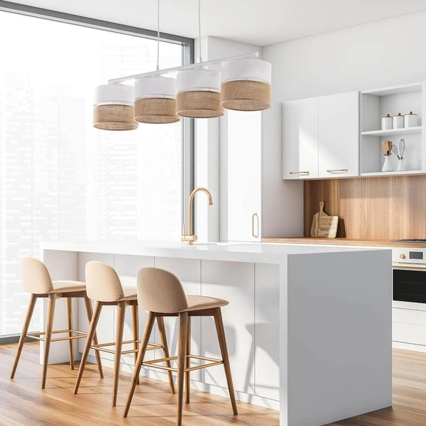 Lampa wisząca na listwie tuby Linobianco 6576 TK Lighting biała brązowa