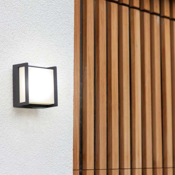 Ścienna LAMPA kinkiet QUBO 5195401118 Lutec kwadratowa OPRAWA metalowa LED 8W 3000K kostka outdoor IP54 szara
