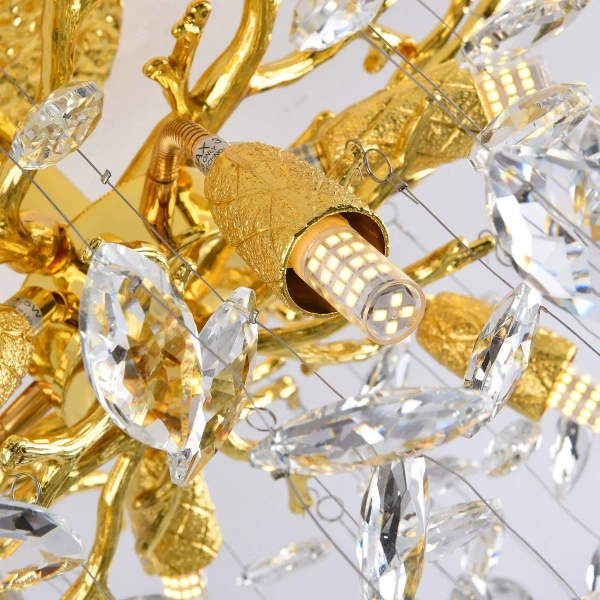 Sufitowa lampa kryształowa CINDY MX4115-6B-EGN-II liście złoty