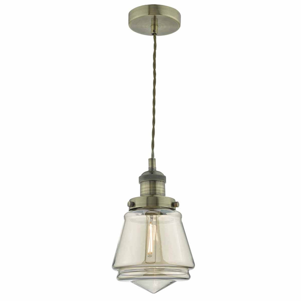 Lampa wisząca retro Curtis CUR0175 mosiądz przezroczysty