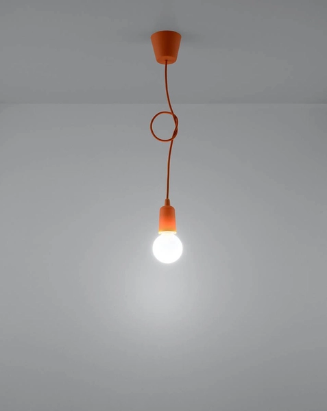 Wisząca LAMPA industrialna SL.0584 OPRAWKA na żarówkę ZWIS kabel przewód pomarańczowa
