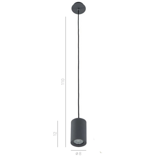 Lampa wisząca JET MINI FH40111-BJ-120-GR LED 4W tuba metalowy zwis szara