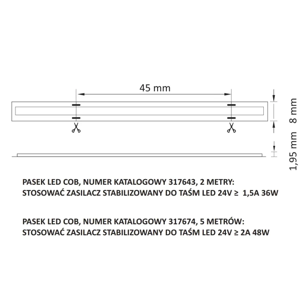 Pasek LED 33W 4000K COB 317674 Polux taśma 5 metrów 3050lm biały