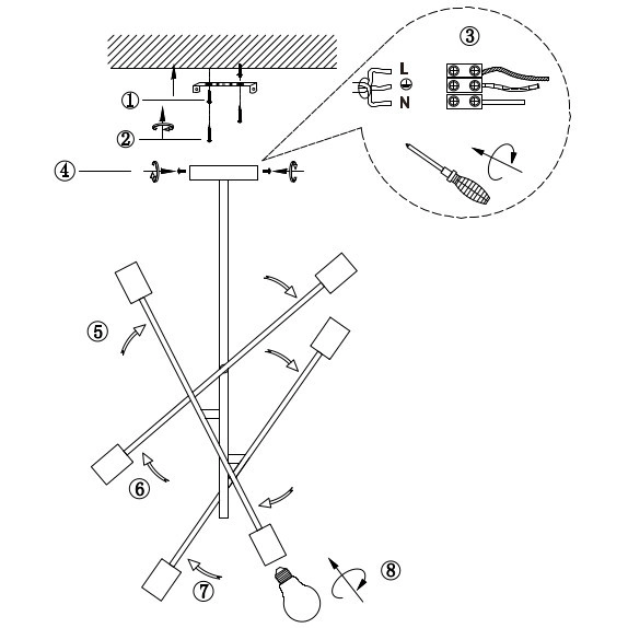 Industrialna LAMPA sufitowa LESTER 21119/06/30 Lucide metalowa OPRAWA loftowa molecular czarna