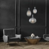 Pojedyncza wisząca lampa 1986 szklana ryflowana regulowana szary