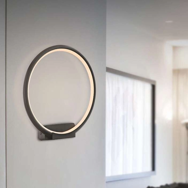 Kinkiet LAMPA ścienna MDECO SLIM/000101/4000/B okrągła OPRAWA metalowa LED 18W 4000K pierścień ring czarny