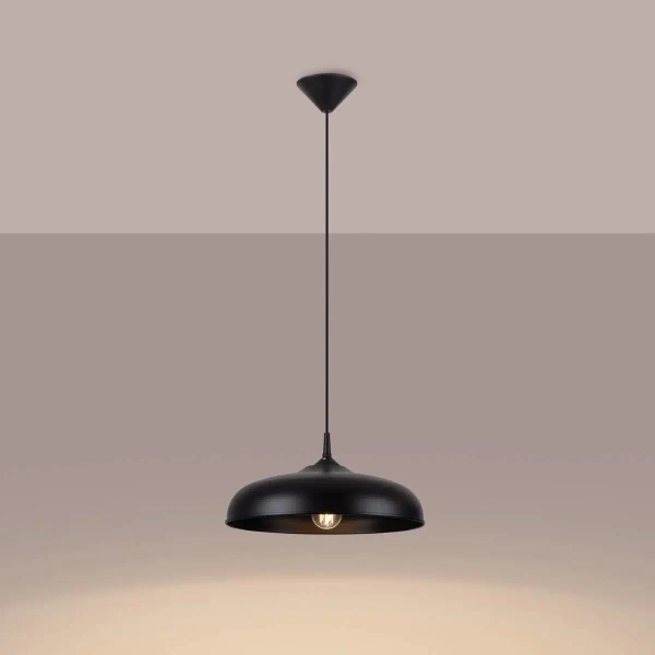 Zwisająca lampa z kopułą Gina SL.1330 Sollux z regulacją loft czarna