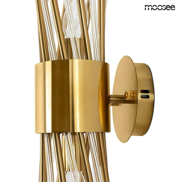 Szklana lampa na ścianę Lorenzo MSE010100338 Moosee metalowa kryształowa złota