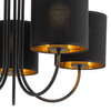Lampa sufitowa do salonu Torens 4595 TK Lighting tuby tekstylna czarna złota
