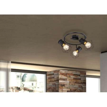 Druciana LAMPA sufitowa PRISKA 54017-3 Globo metalowa OPRAWA plafon industrialne reflektorki spirala czarna