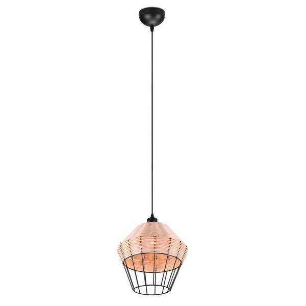Zwisająca lampa Borka R31261936 RL Light koszyk druciak drewniana czarna