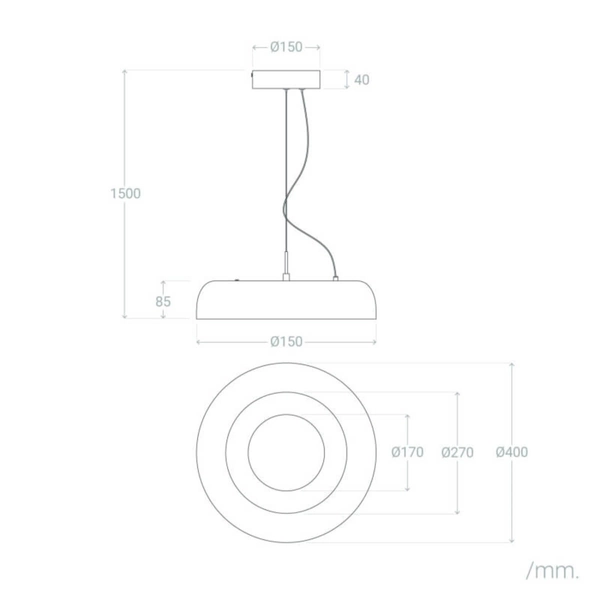 Wisząca lampa nad stół Portafortuna ABR-LWPF20W-W LED 20W 3000K biała
