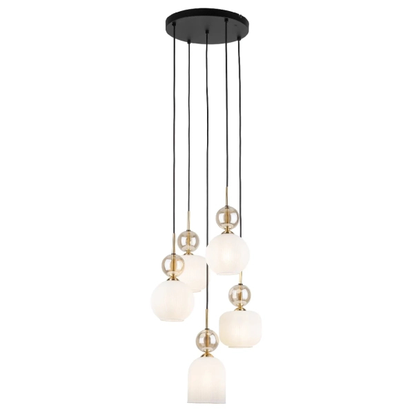 Wisząca lampa do przedpokoju Sophia Cognac 11593 szklana czarny biały