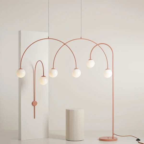 Podłogowa lampa kulista Una 1116A11 Aldex ball beżowa biała