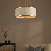 Drewniana wisząca lampa Fenella FEN0535 lniana trawa morska złoty