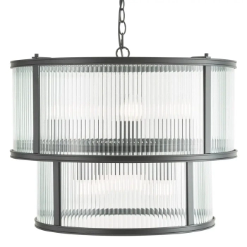 Loftowa wisząca lampa Bianka BIA0622 do salonu żebrowana czarna