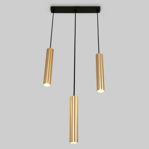 Lampa zwisająca na listwie Spoti ABR-ZLW3T-Z Abruzzo tuby złota czarna