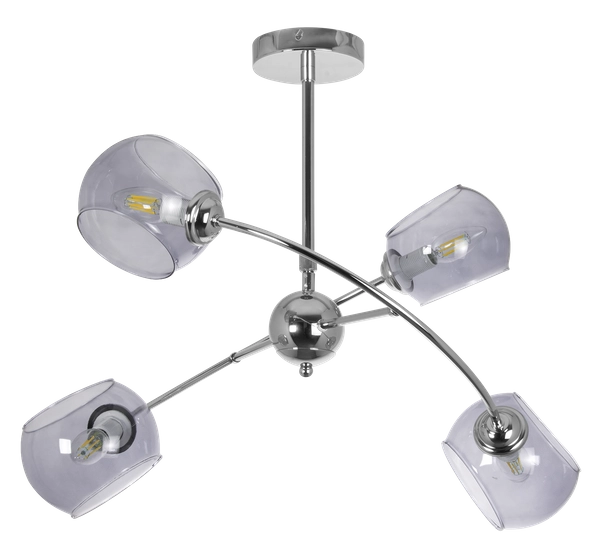 Loftowa LAMPA sufitowa VEN 2690/4 modernistyczna OPRAWA szklane klosze chrom przydymione