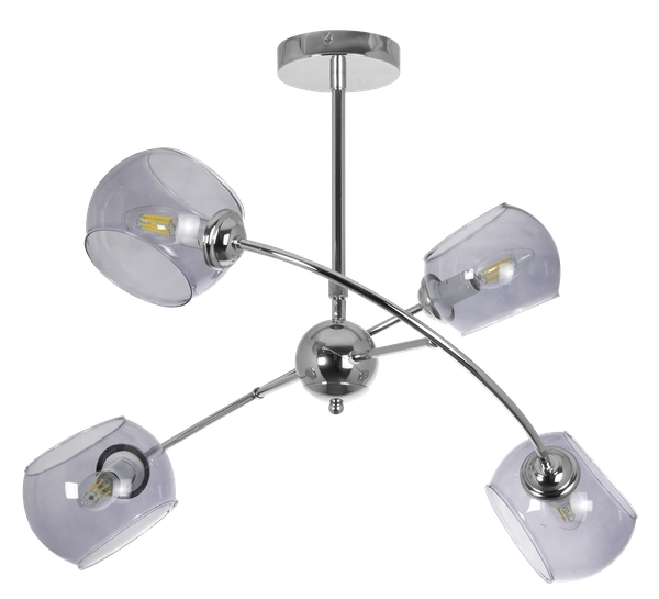 Loftowa lampa sufitowa VEN 2690/4 szklane klosze chrom przydymione