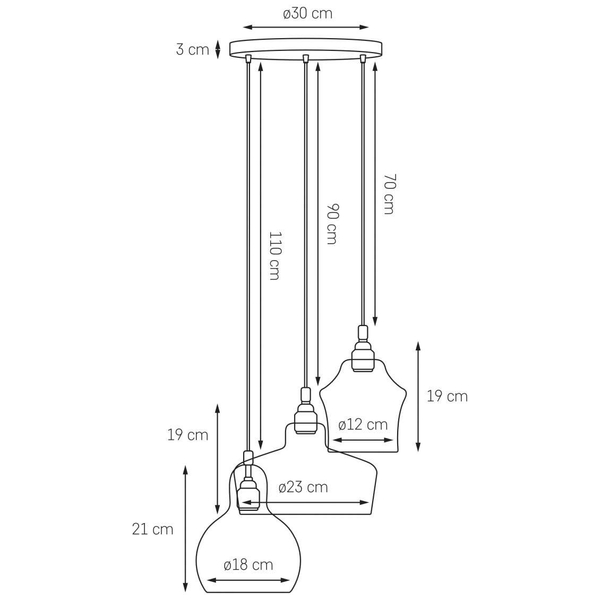 Loftowa LAMPA wisząca LONGIS 10877305 Kaspa szklana OPRAWA skandynawski ZWIS kaskada złota przezroczysta czarna