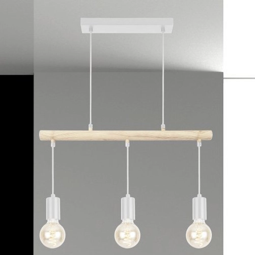 Wisząca lampa IZZY 33-78070 metalowa hygge zwis loftowy  biały drewno