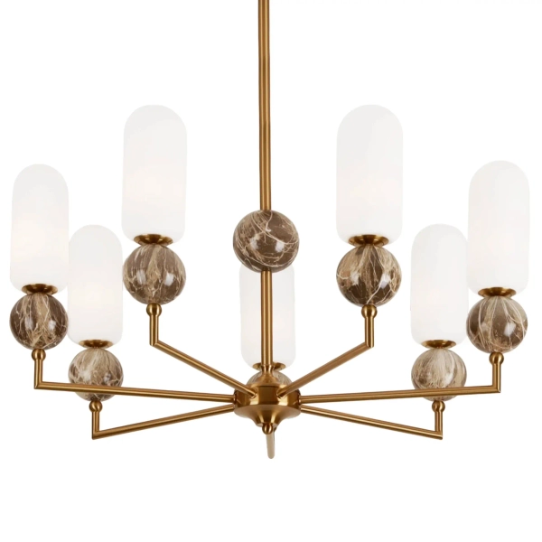 Wisząca lampa do salonu Nova P0633 nad stół kulista złota brązowa