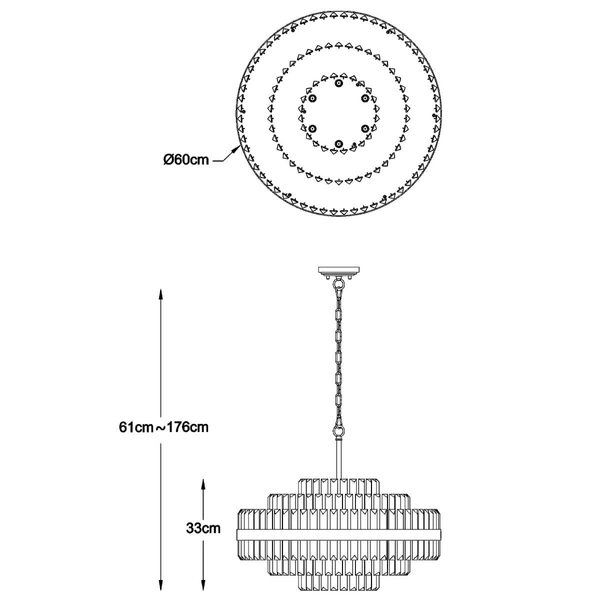 Kryształowa Lampa wisząca Constantinople P0567-12A-2GAC na łańcuchu mosiądz