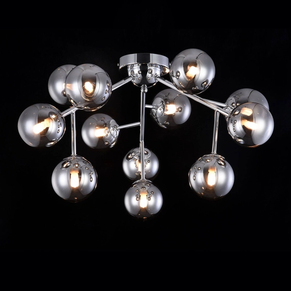 LAMPA sufitowa DALLAS MOD545PL-12CH Maytoni metalowa OPRAWA modernistyczny plafon molekuły chrom przydymione