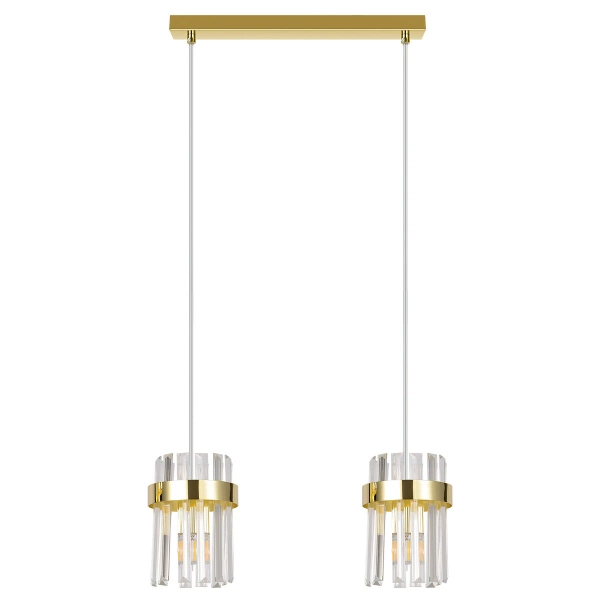 Metalowa lampa wisząca Vetro LP-2910/2L GD kryształowa nad wyspę złota