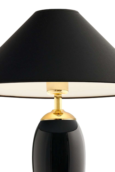 Abażurowa LAMPA stołowa REA 40607102 Kaspa stojąca LAMPKA biurkowa do sypialni nocna złota czarna