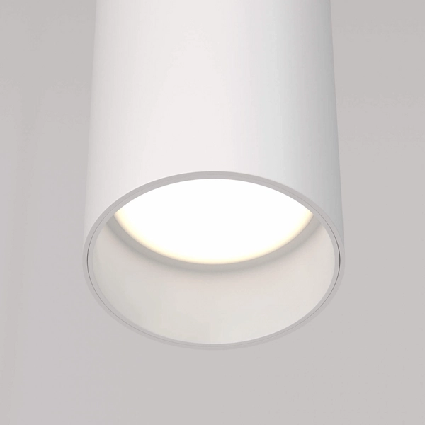 Zwisowa lampa nad wyspę metalowa tubka biała Focus OUTLET