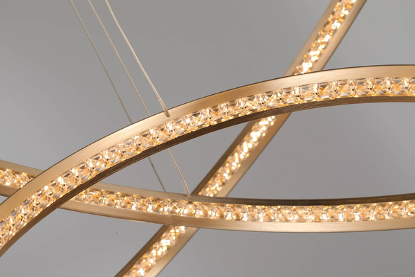 Salonowa lampa wisząca Brighton LED 55W 3000K z kryształkami złota