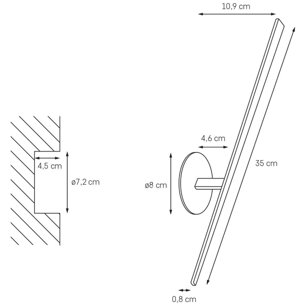 Kinkiet LAMPA ścienna SKY RACK P 20082101 Kaspa metalowa liniowa OPRAWA listwa LED 3,5W 3000K belka biała