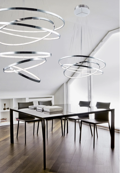 Nowoczesna lampa wisząca Wheel LED 80W metalowa złota