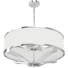 Klasyczna lampa wisząca Gerdo zwis abażurowy biały chrom