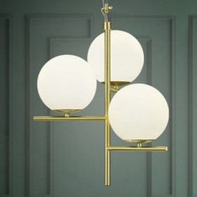 Loftowa LAMPA wisząca NYXIS  DL308302000 Trio szklana OPRAWA zwis kule mosiądz białe