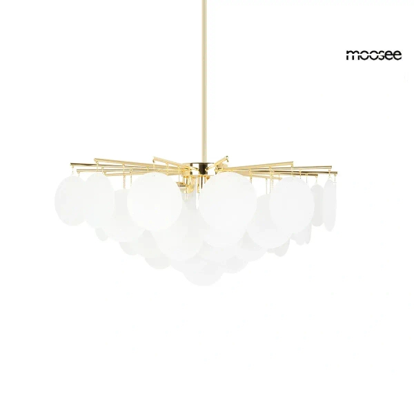 Żyrandol SUONO złoty biały MSE1501100566 8xE14 szklany glamour
