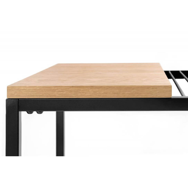 Drewniany stolik Galler 1522 King Home metalowy gazetnik dąb czarny