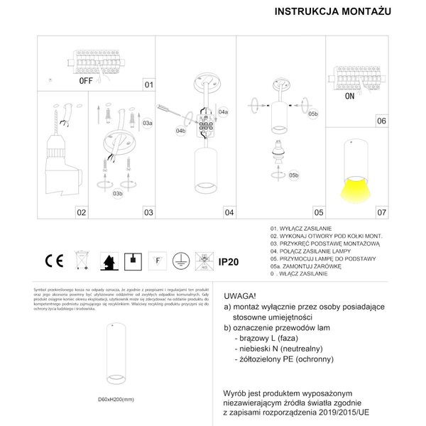 Punktowa lampa natynkowa Stala 301002003 Elkim okrągła tuba czarna