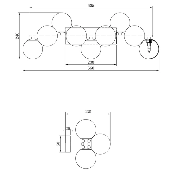 Kinkiet LAMPA ścienna DALLAS MOD547WL-09G Maytoni modernistyczna OPRAWA szklane kule balls złote