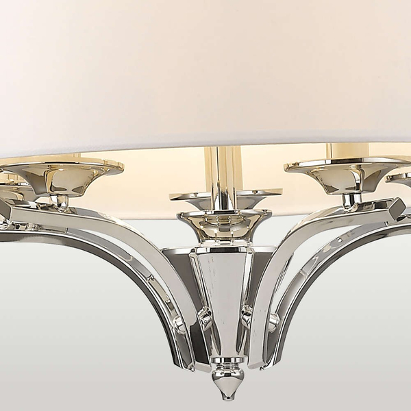 Klasyczna LAMPA wisząca ATLANTA P05803NI Cosmolight okrągły zwis abażurowy biały nikiel