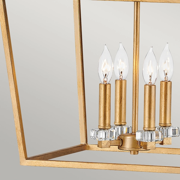 Wisząca lampa QN-STINSON-4P-L-DBR klatka kryształ mosiądz