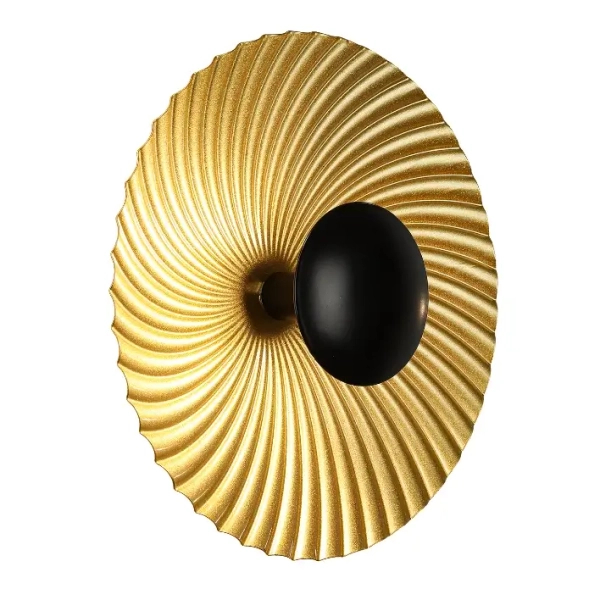 Ryflowana ścienna lampa Sola LP-0105/1W GD okragła do salonu złoty czarny